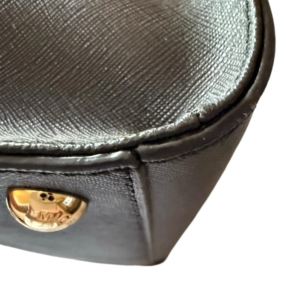 Michael Kors Black Saffiano Leather Satchel with Gold Hardware